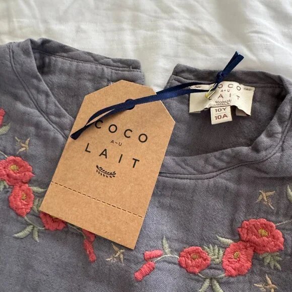 sachin and babi light blue dress Coco Fennell Flower Bunch Moss Viscose Crepe Embroidery Dress, Black